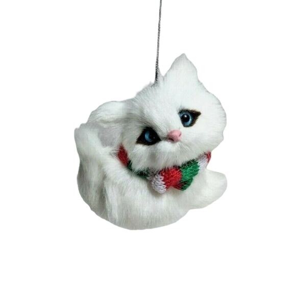 KITTY CAT CHRISTMAS ORNAMENTS 4- Multicolor FAUX FUR NEW - Picture 2 of 5